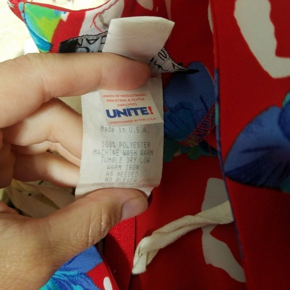 Breli Originals Floral Geek Secretary Vintage Dress ~ Sz 10 ~ Red ~ Pleated - Picture 7 of 7